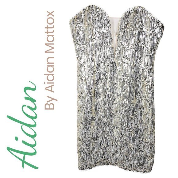 NWOT AIDAN MADDOX GLAMOROUS GOLD SEQUIN STRAPLESS MINI PARTY DRESS, SIZE 10 - Picture 11 of 11